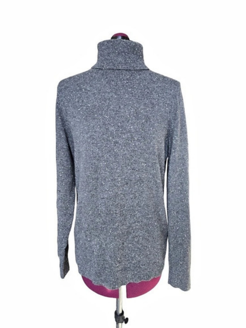 Talbots Cashmere Gray Turtleneck Sweater Size M Casual Work Warm